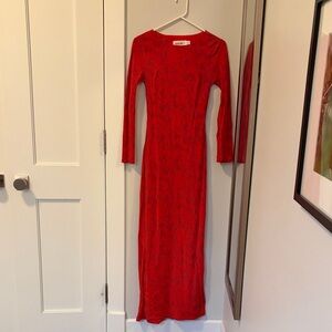 Sovere Midi Chic Long Sleeve Red Dress